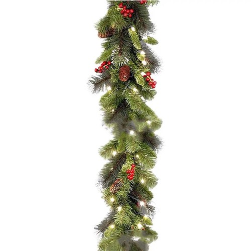 Navidad Guirnalda Con Bayas Corona Verde Acebo Afelpado Decoración - Imagen 7 de 15