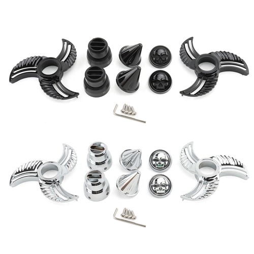 Skull/Spike Spun Blade Spinning Front Axle Cap Nut Cover For Harley Touring Dyna - Bild 10 von 12