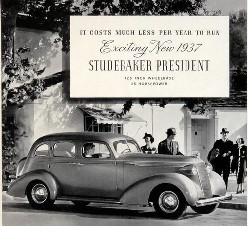 Studebaker President 1937 ocho publicidad casa foto coche vintage AD - Imagen 2 de 2