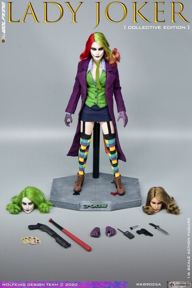 WOLFKING 1/6 WK89025A Lady Joker 12" Female Action Figure 3pcs Head Sculpt Toys