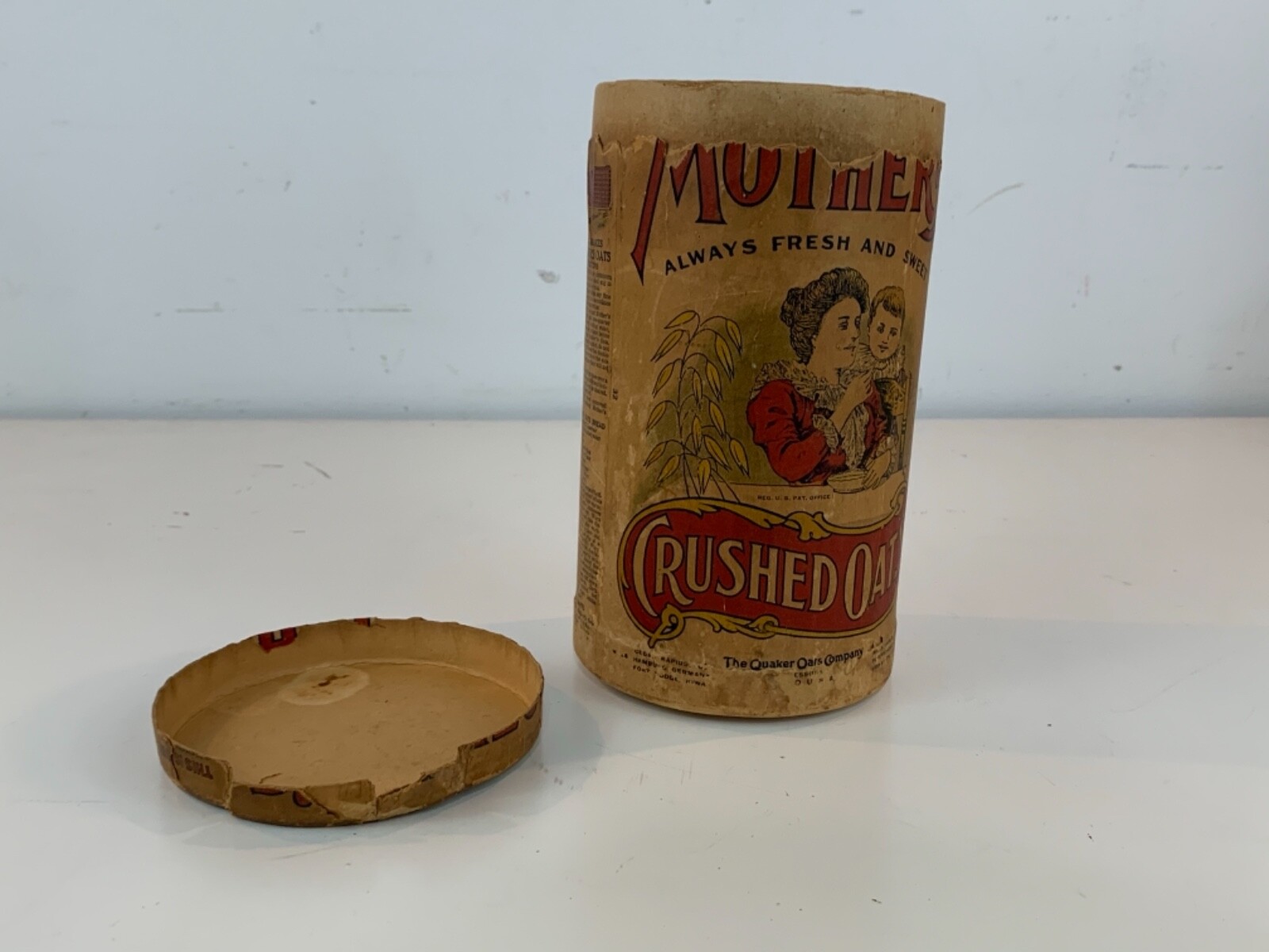 Antique Advertising Mother’s Crushed Oats 1lb 4 oz Quaker Oats Company