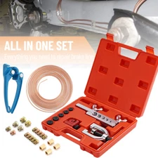 Copper Coated Brake Line 3/16 25FT & Flaring Tool + 20 Nuts Fittings Repair Kit