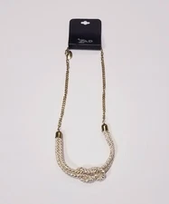 NEW Zad Necklace Gold/White Twist Rope Knot and Chain Clasp Fashion Jewelry 20"
