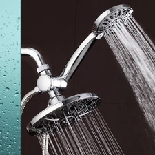 AquaDance Premium High Pressure 3-Way 7" Rainfall Shower Head Combo, Chrome