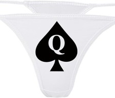 Queen of Spades White String Thong QofS Panties for BBC Lovers Q of S Hot Wife