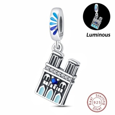 Notre Dame De Paris Cathedral Charm For European Bracelets S925 Sterling Silver