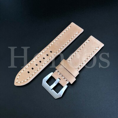 22MM PAM PREMIUM LEATHER WATCH BAND STRAP FITS FOR PANERAI GMT BEIGE STITCHING