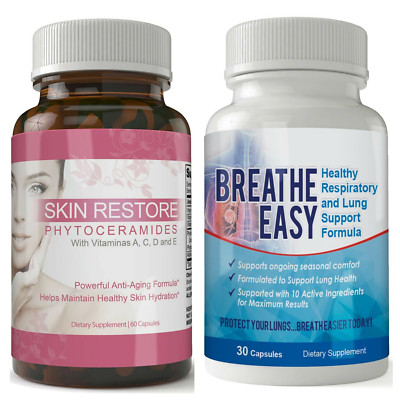 Breathe Easy Lung Support & Skin Restore Anti-Aging Collagen Supplement 30 Caps