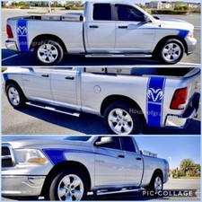 Solid Front Hockey Stripe Stripes Bedside Decal Decals Fits 09 Up Dodge Ram