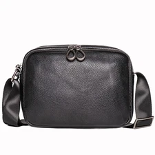 Men's Leather Crossbody Bag Genuine Cowhide Adjustable Shoulder Bag Daily Use