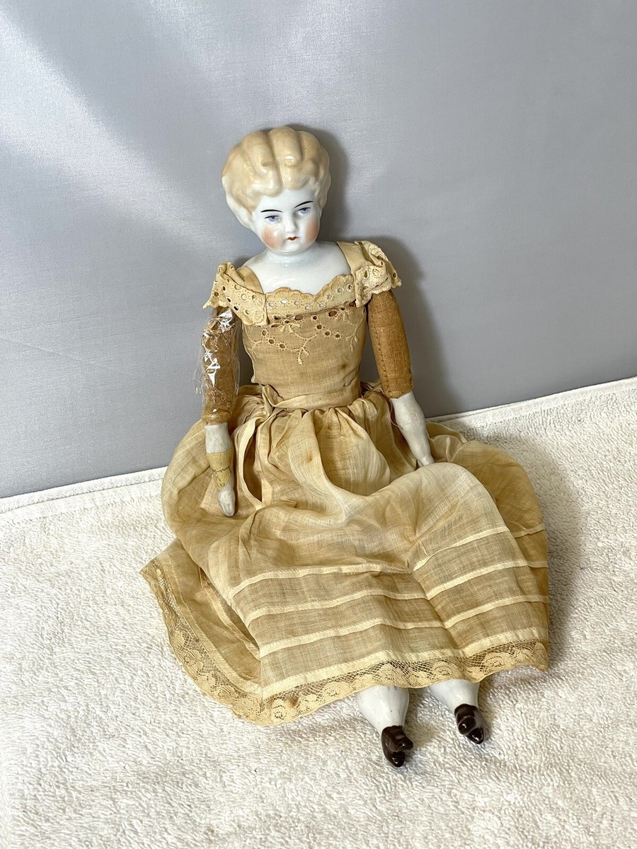 トールペイント作品ANTIQUE-Doll Antique-Bisque-Head-Wind-Up-