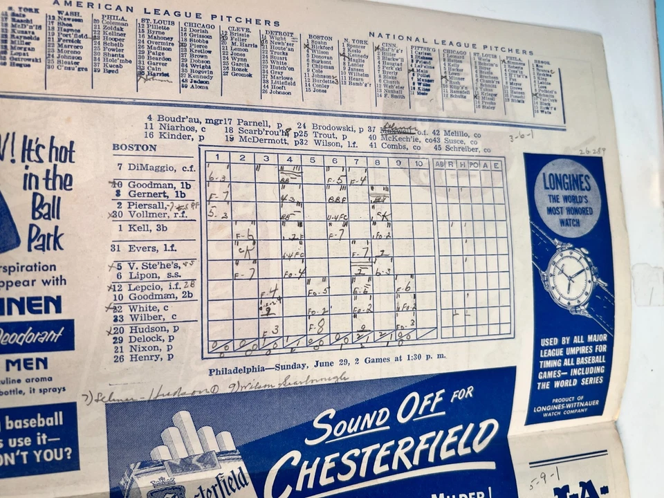 27 June 1952 Boston Red Sox Baseball Program vs Senators Scored🔥 Nice! - Image 4 of 4