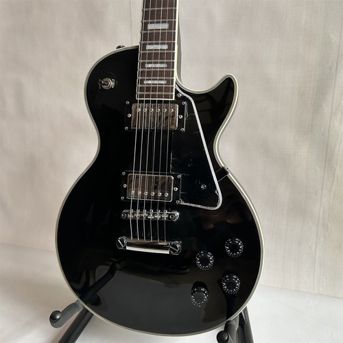 Guitarra Eléctrica Personalizada LP Cuerpo Sólido Cuerpo Negro Brillante Cromo Herrajes 6 Cuerdas - Imagen 6 de 13