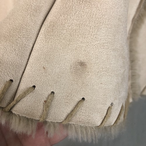 VTG? Fuda Women's XL Faux Fur Coat Button Front Cream Tan Boho Furry Penny Lane - Picture 9 of 9