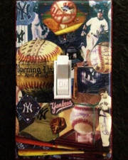 Original NY Yankees plaque murale collage interrupteur lumière fan art NEUF