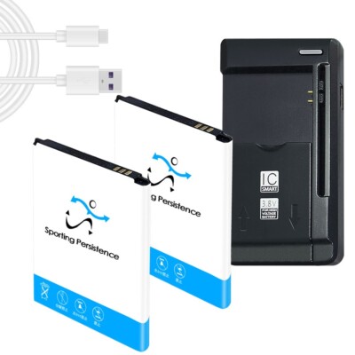 2x 3100mAh Li-ion Battery Multi Function Charger Cable fits Nokia C2 Tava 1226