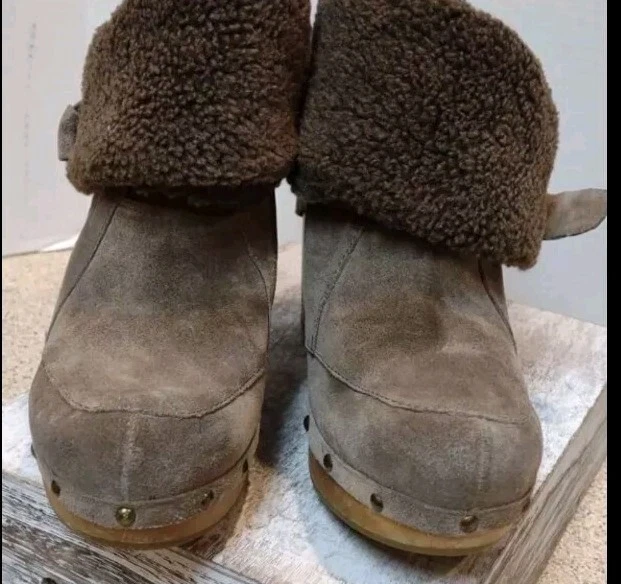 Botines Nine West Plataforma Retro Y2K Cuero Gamuza Tostado Grueso Talla 9.   A8 Foto 3 de 4