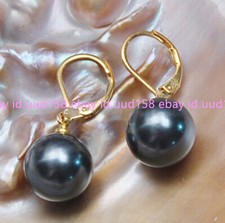 Natural 12mm Multi-Color South Sea Shell Pearl Round Hook Dangle Earrings AA