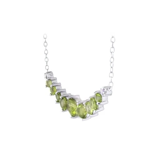 925 Silver 1.9ct Peridot & Diamond Accent Frontal Journey Necklace, 18" - Picture 2 of 3