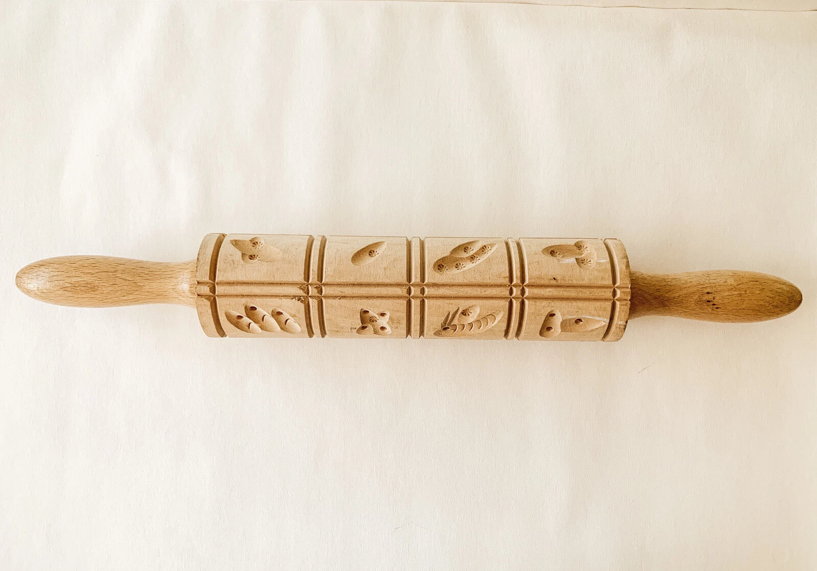 Vintage Wood Springerle Rolling Pin German 16 Design Shortbread Cookie W Germany