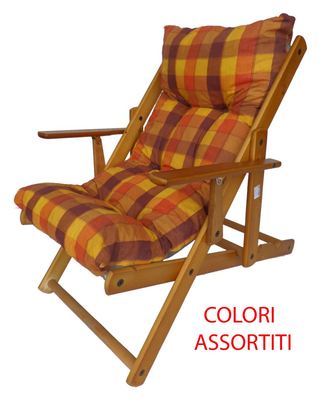 Sdraio imbottita in legno faggio con braccioli pieghevole