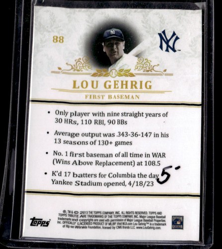 2013 Topps #PMC-LG Lou Gehrig Nm/M - Foto 2 di 2