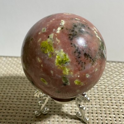 553g 72mm Peach blossom tourmaline hand polished ball