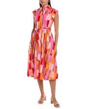 Milly Jules Sunset Tile Poplin Midi Dress Women's