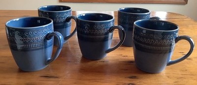 Threshold Blue ''Kingsland'' Stoneware 16 oz Coffee Mugs - Set of 5