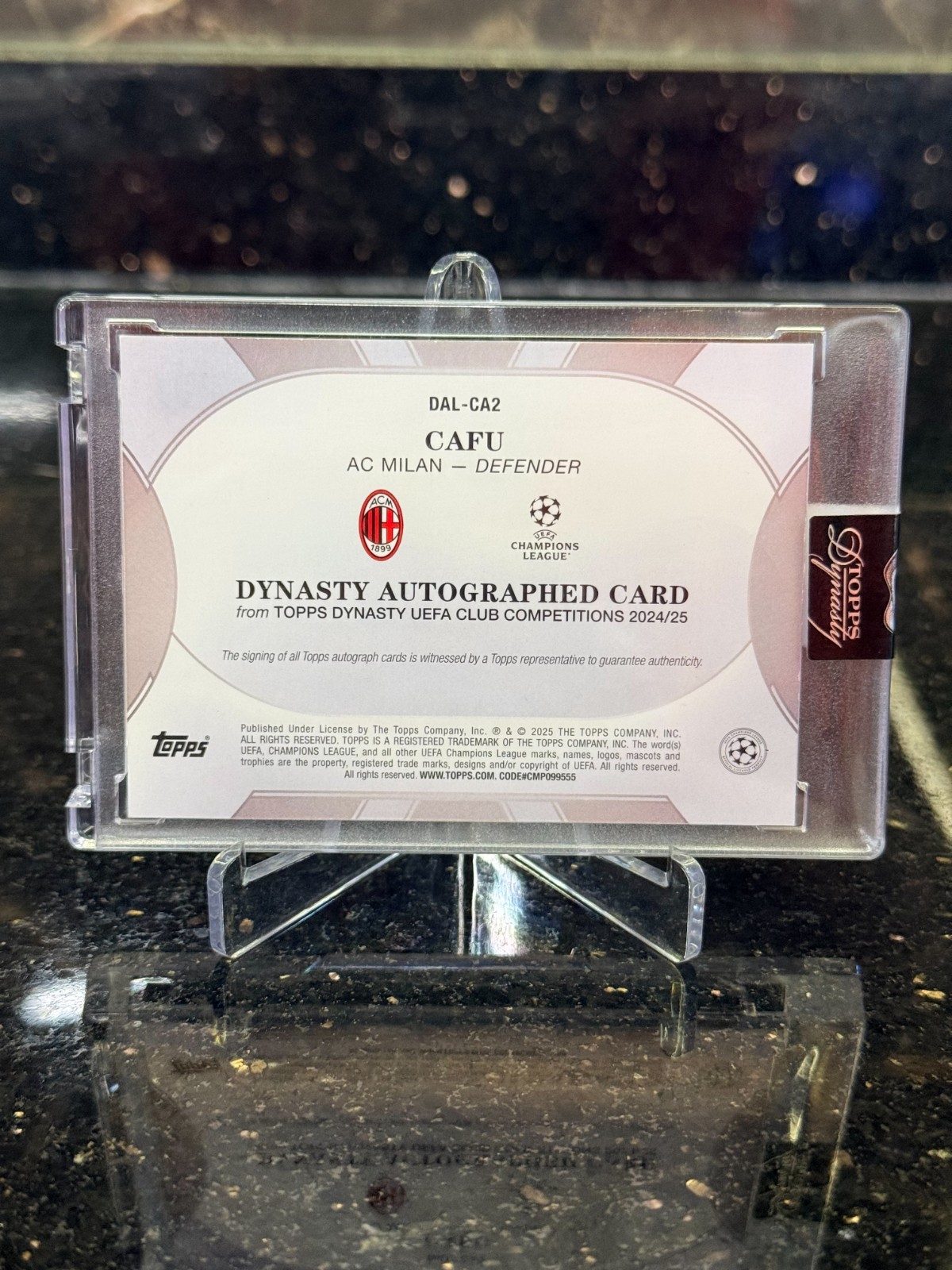 2024-25 Topps Dynasty UCC On-Card Black Auto Cafu 2/5 view 2