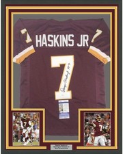Framed Autographed/Signed Dwayne Haskins Jr. 35x39 Washington Jersey JSA COA