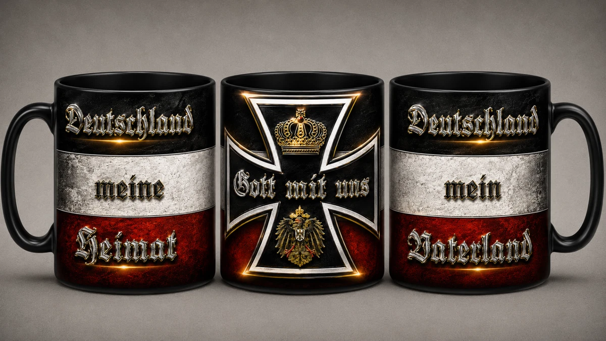 Gott mit uns Deutschland meine Heimat Tasse Schwarze Edt. Geschichte Limitiert