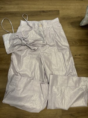 Jason Wu Light Purple 2 Piece Outfit Set Top & Pants Size M Bow Accent
