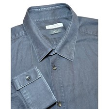 Versace Collection Trend Mens 17.5/44 Shirt Black Cotton Button Down Long Sleeve