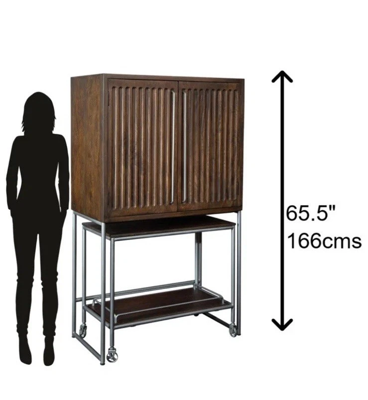 Mueble bar de vinos Howard Miller Samuelson con carro NUEVO caja abierta marrón medio Foto 3 de 4