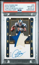 2022 PANINI ONE LONE STAR AUTO-GOLD #89 ISAAC BRUCE 1/10 PSA 8 AUTO 10