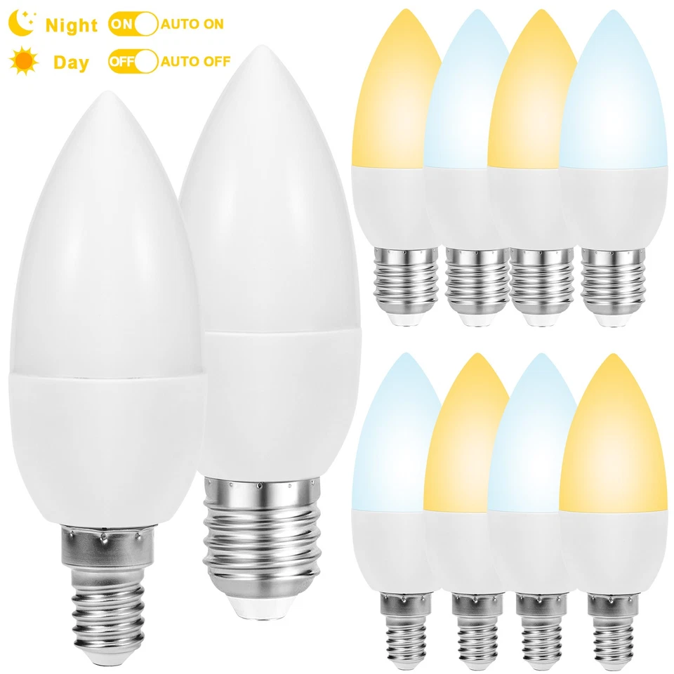 Dusk to Dawn Night Light Bulbs E14/E27 Light Sensor Bulb 60w LED Bulb Base Light - Image 2 of 4