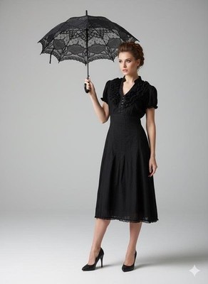 Women John Rocha dress black cotton 42/XL/50
