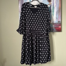 Garnet Hill Sz 8 Bohemian Dress Black Pocket Lined Midi EXCELLENT