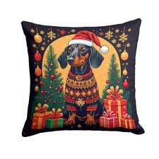 Dachshund Black/Tan Enchanted Christmas Throw Pillow