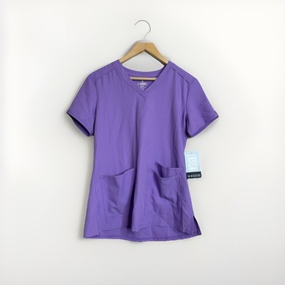 MED COUTURE Insight Purple Scrub Medical Top Size Small V-Neck Womens NWT
