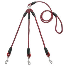 Adjustable Nylon 3 Way No-Tangle Triple Couple Pet Dog Walking Leash Lead with P