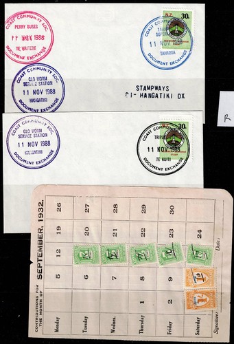 7 Qld., Unemployment Duty / Revenue / Tax stamps, & 2 N.Z. Cinderella cover. (N) - 第 1/8 張圖片