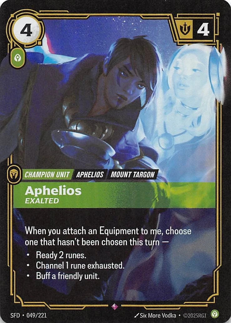 Aphelios Exalted Foil 049/221 Spiritforged Riftbound League of Legends