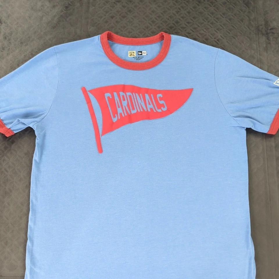 St Louis Cardinals Shirt Pennant New Era Ringer Tee Blue Short Sleeve Men Large - Image 3 of 4