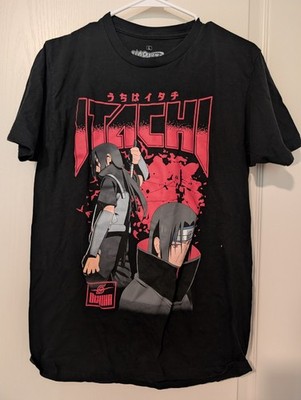 Junction Naruto Itachi Uchiha Graphic T-Shirt Black Red Men s L Cotton Vintage 