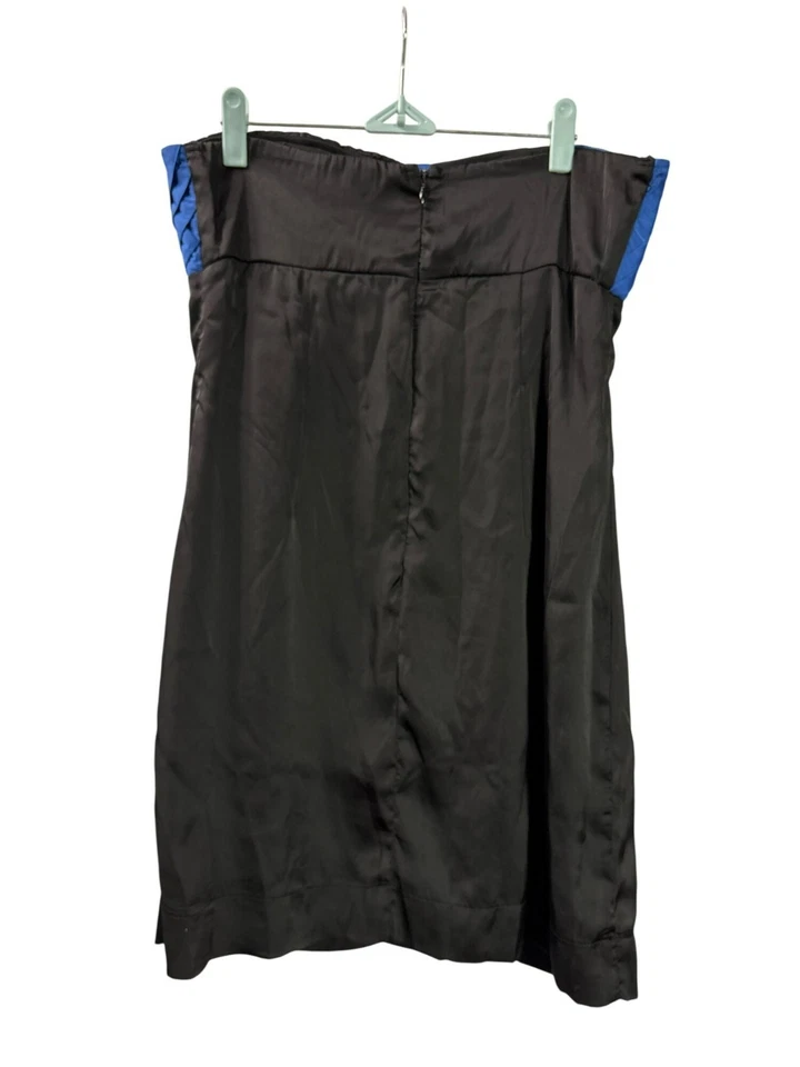 Mini Vestido Vintage Y2K Charlotte Russe Sin Tirantes Negro Azul Satinado Plisado Corpiño Foto 3 de 4