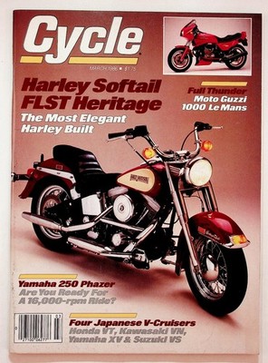 Cycle Magazine March 1986 Issue 3 Harley Softail Moto Guzzi Yamaha CBS