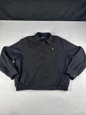 VTG Polo Ralph Lauren Harrington Jacket Mens Sz Large Black Full Zip Plaid Lined