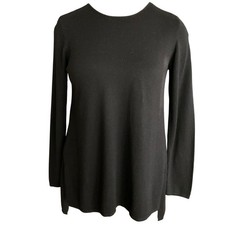 Elie Tahari Black Cashmere Blend Pleated Back Tunic Sweater Women's M